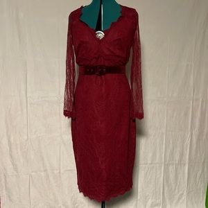La femme en noir la dantelle dress OXBLOOD new with tag and belt
